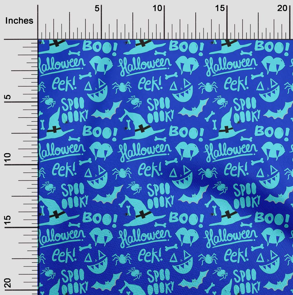 oneOone Cotton Flex Blue Fabric Halloween Craft Projects Decor Fabric Printed By The Yard 40 Inch