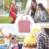 Insulated Lunch Bag Solid Color Oxford Cloth Waterproof Metal Zipper Portable Lunchbox for Commuting Pink