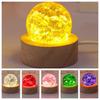LED Wood Stand Luminous Crystal Ornaments Shiny Glaze Beads Glass Sphere Figurine  Home Decoration