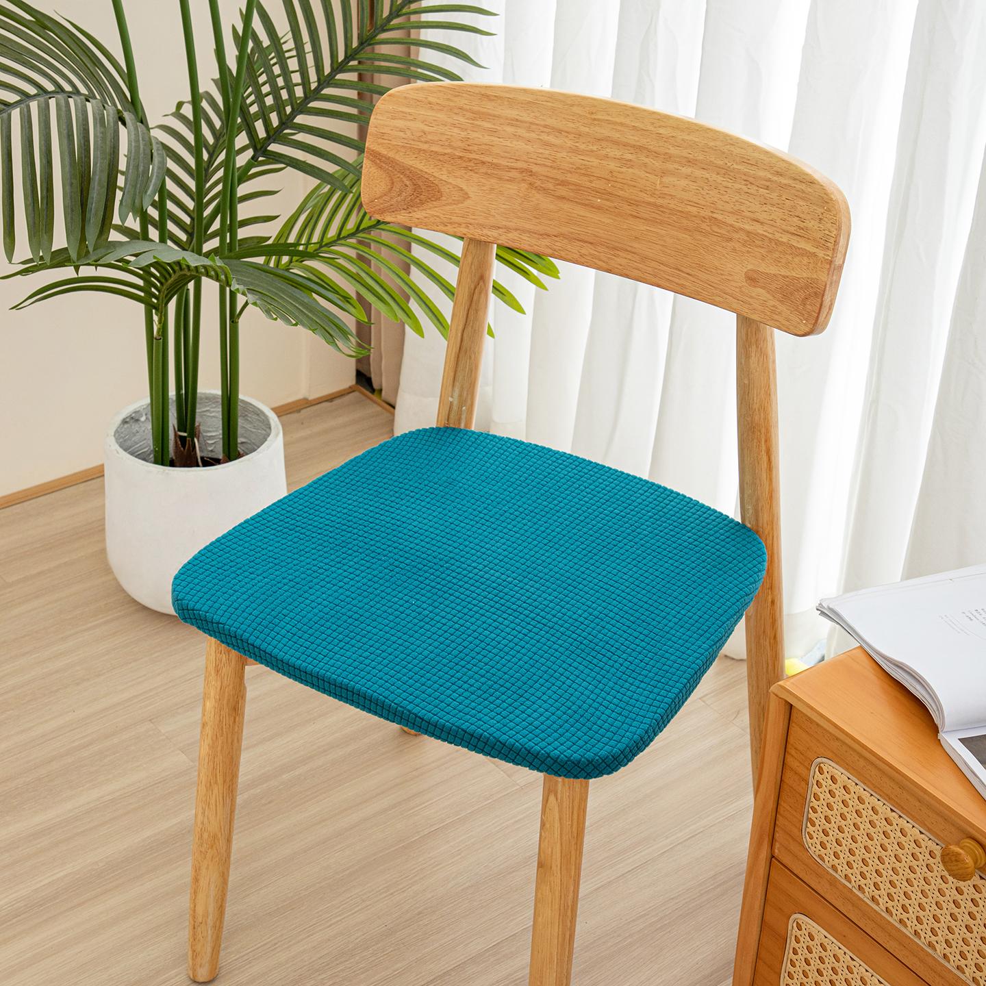 

Stretch Jacquard Chair Seat Covers Solid Removable Washable Anti-Dust Dining Room Chair Seat Cushion Slipcovers L (45-55cm)