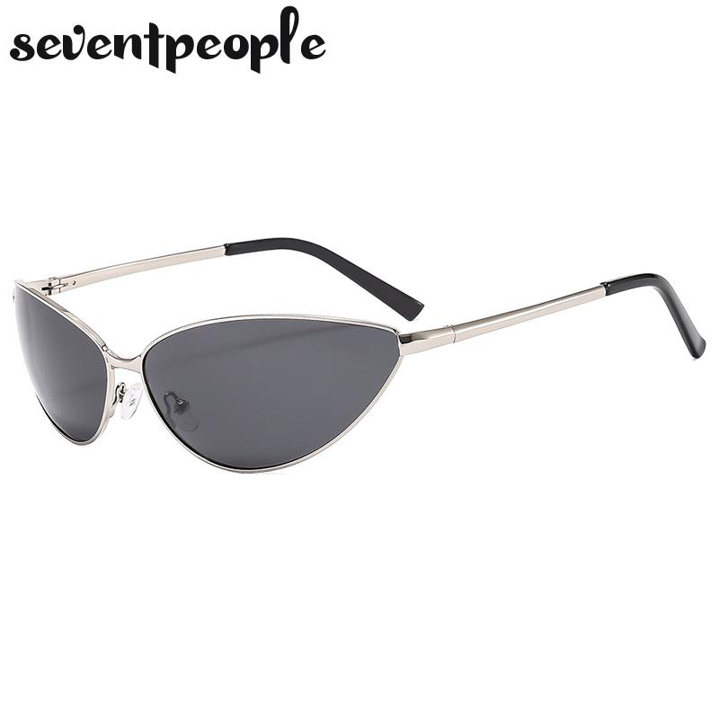 Polarized Cat Eye Y2K Sunglasses Men Women Luxury Brand Designer Fashion Small Oval Metal Frame Sun Glasses Vintage Eyewear