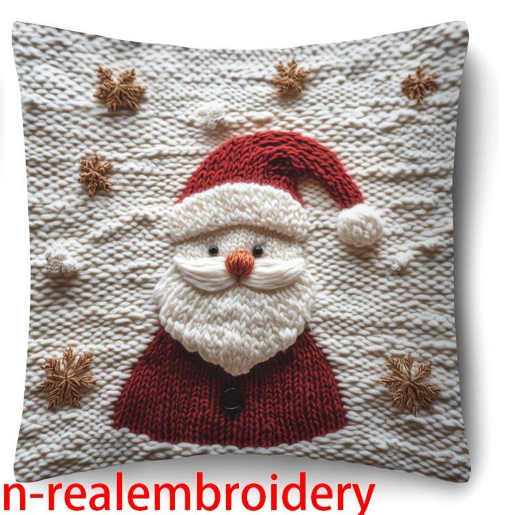 

1pc/4pcs Christmas Pillowcases: Deer & Santa Claus 2D Flat-Printed for Festive Decor Sofa cushion cover home room decoration 16x16Inch