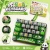 26 Keys Mechanical Keyboard Squeeze Toy Panda Print Keyboard Keychain  For Adults,Teenagers,Kid