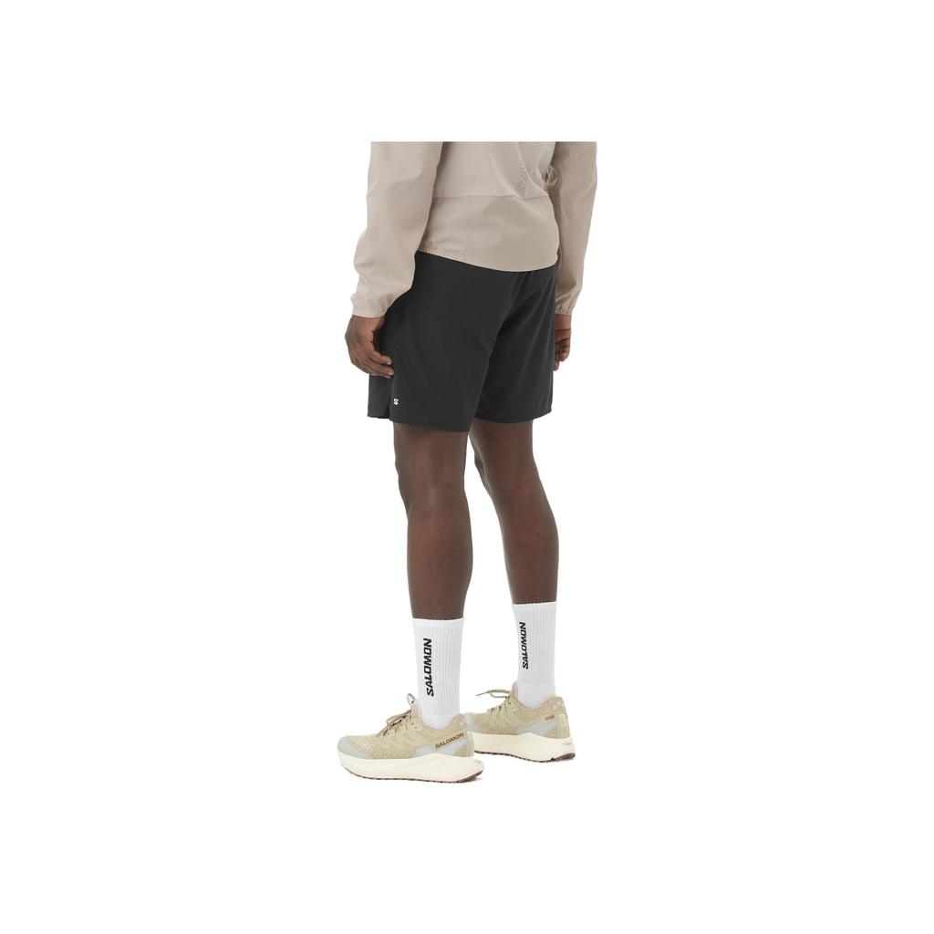 Salomon Solid Color Elastic Waist Drawstring Sports Shorts Men shorts Black LC2450800