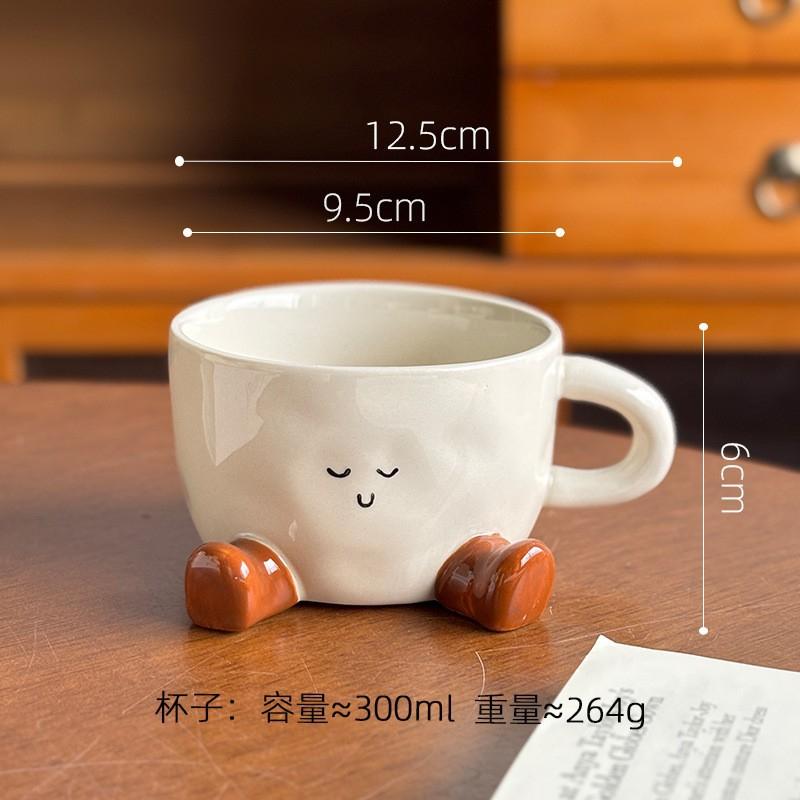 Keramik Süße Lächelnde Füße Kaffeetasse Cartoon Home Office Latte Mokka Heißer Kakao Party Familienbecher Geburtstag Feiertagsgeschenk