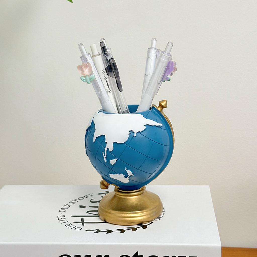 World Globe Pen Holder Organizer with Desk Decor - Holds Pens, Pencils, Markers - Office, Classroom, Home Decoration