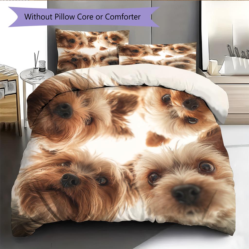 Yorkshire Terrier Pattern Bedding Home Decoration Birthday Gift (1 * Duvet Cover + 2 * Pillowcase, Without Core)