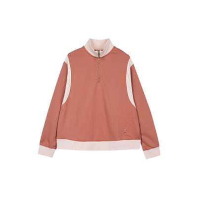 Felpa Patchwork Ricamata con Zip e Collo Alto da Donna Top Arancione FB5135-810