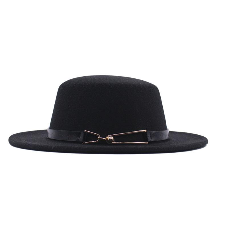 Herbst und Winter neue Britische Herren Zylinderhut flache Kappe flacher Schirm Wollhut Europäischer und Amerikanischer Stil Mode Jazzhut Damenhut