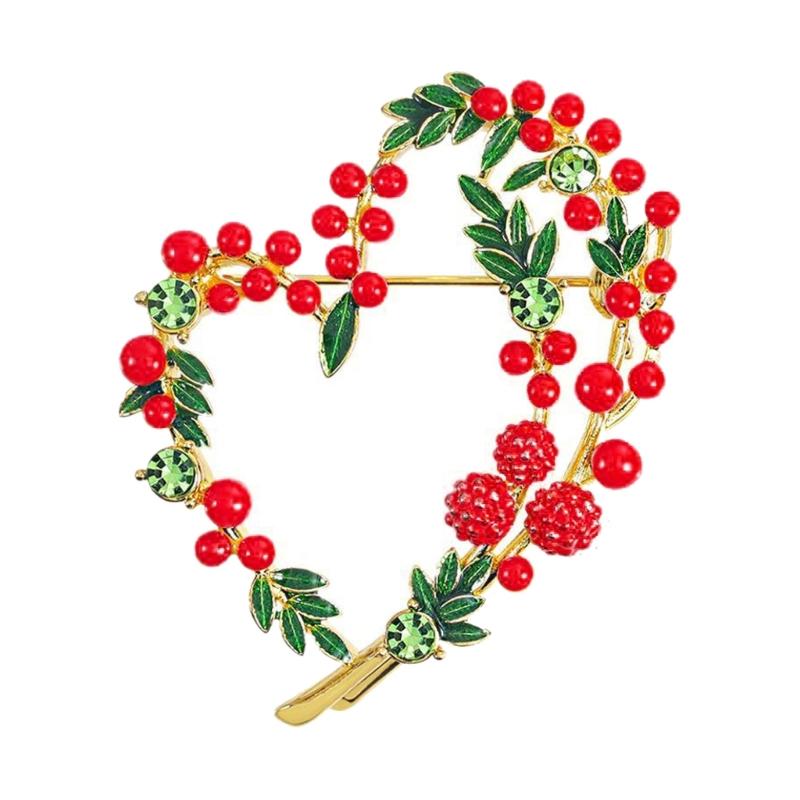 Beautiful Fruit Heart Brooch Party Office Pins Fashion Lapel Pin Alloy Texture Suitable for Women and Unisex Present