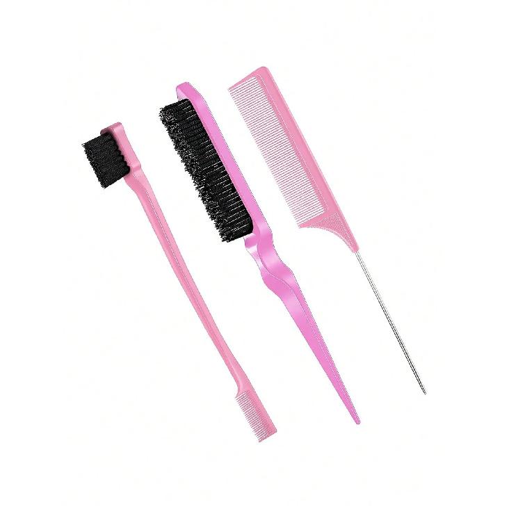 Üçlü Taraklı Saç Şekillendirme Tarağı Seti, Fare Kuyruğu Tarak, Kenar Tarak, Salon Saç Şekillendirme Aracı, Gerçek Saç Perukları İçin Özel