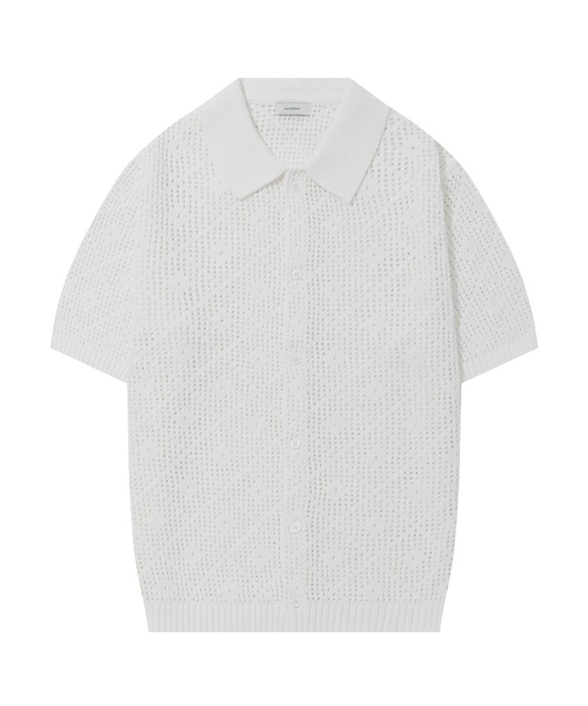 Mannergram Crochet Short Sleeve Collared Knit - 3 Colors
