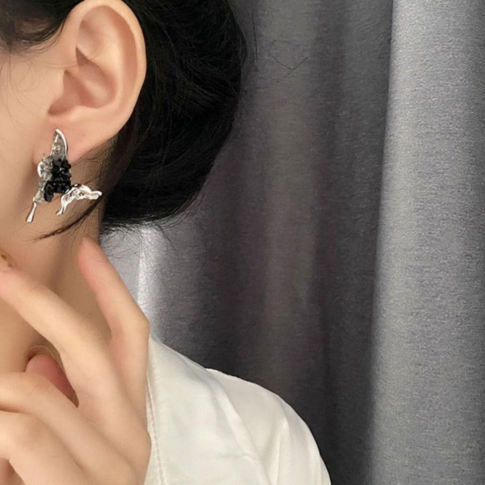 

Fashion Jewelry Cool Crystal Girls Necklace Sweet Earrings Butterfly Ring Korean Style Necklace ring