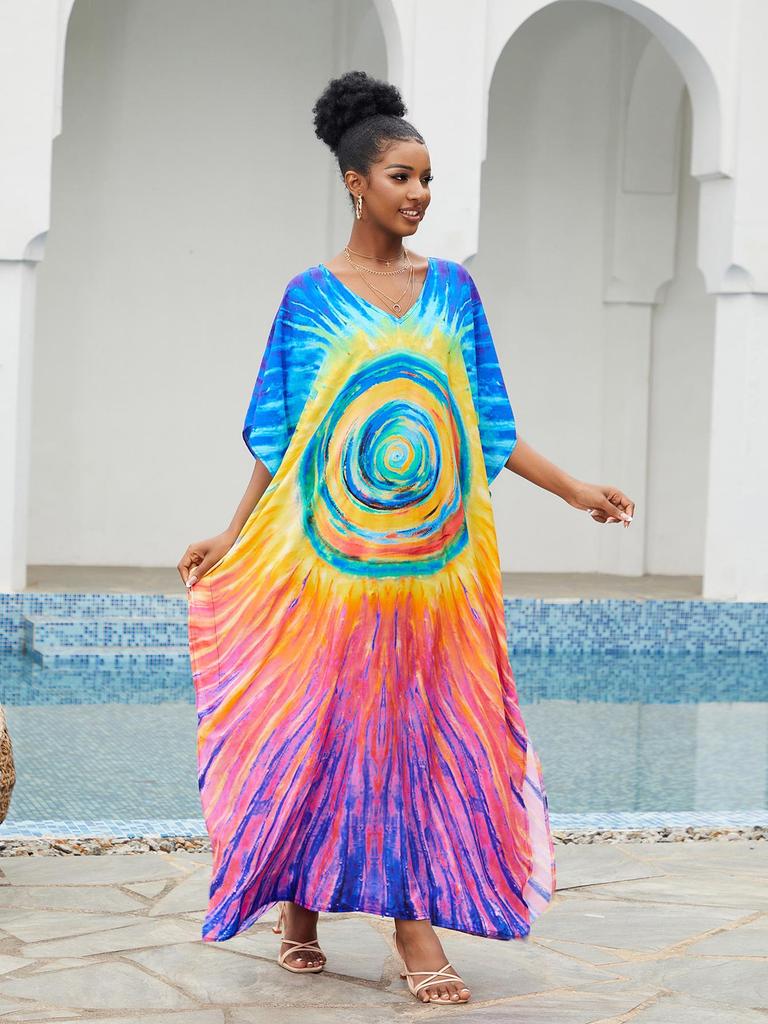 2023 European & American Cotton Beach Cover-up: Loose Robe-Style Long Dress Swimsuit Outerwear for Women