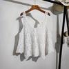 Crochet Lace Tank Top Women Leaf Embroidery Hollow-out Sleeveless Knit Top Cover-up Vacation Bohemian Summer