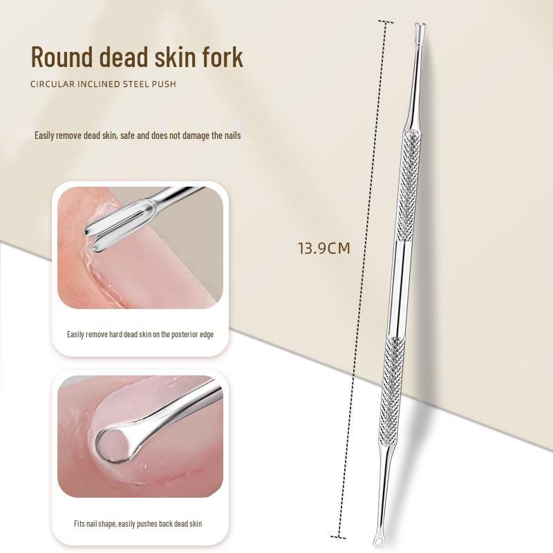 Stainless Steel Double-Headed Cuticle Pusher and Nail Cleaner Manicure Pedicure Tool