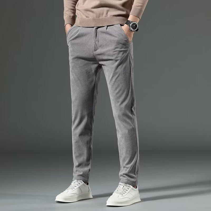 

Мужские вельветовые брюки Slim Fit Мужская одежда Эластичные повседневные брюки Модные мужские деловые рабочие брюки 27 серый