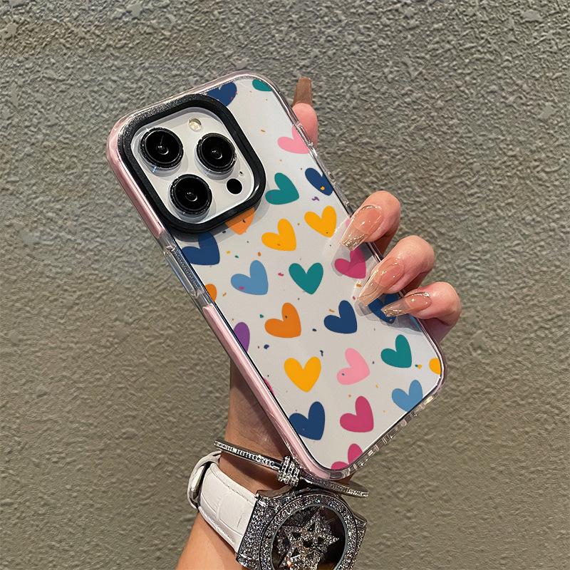 Fashion ins wind tpu transparent mobile phone case apple 16promax color love iphone17 soft case protective case