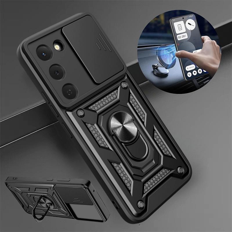 Funda For Tecno Sprak 40 Pro 4G Case Slide Camera Protect Armor Phone Case For Spark 40C Spark40 40Pro Magnetic Ring Stand Cover