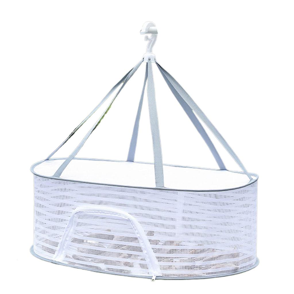 Breathable Mesh Hanging Drying Rack Vegetable Dryer with Rotating Hook Plant Hanging Net for Indoor and Outdoor Use