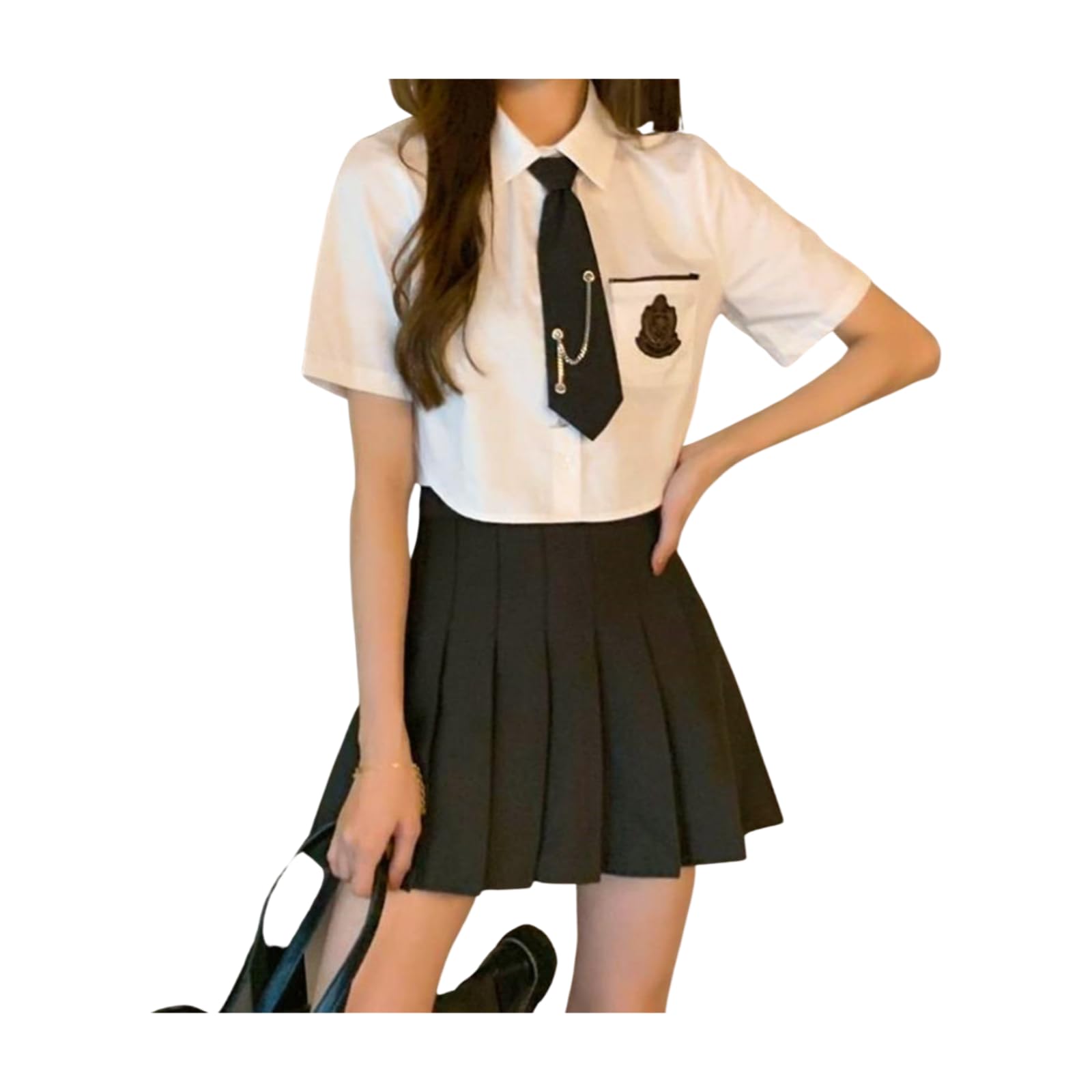 

High School Large JK Short Pleated Set 3 Piece Set of 2 Balloons [SCGEHA] Униформа, Размер, Косплей, Однотонный, Черный, Униформа, JK, Рукав, Юбка, Галстук, Комплект, (M)