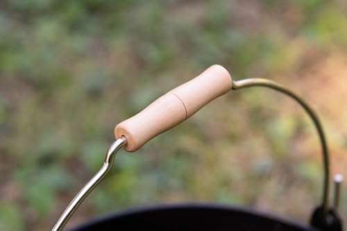 Captain Stag Outdoor Bucket CS Tin Bucket 10L with Wooden Handle, Black (UM-1619)