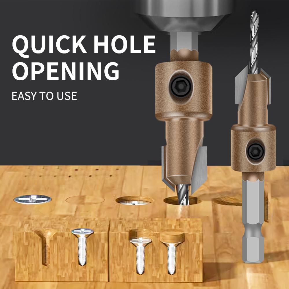 Professional Grade Blind Hole Drill Alloy Drill Bit Woodworking Deep Hole Drill Bit Screw Installation Step Drill Bit
