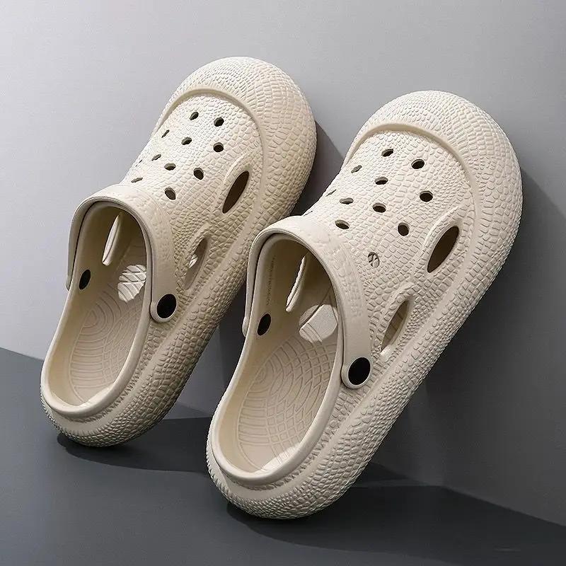 

Fashion Hole Slippers for Men Platform Height Shoes 2025 Style High Quality Fashion Original Eva Rubber Designer Luxury Pvc Sandals Man 44-45