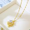 Gold  Pendant Necklace and Stud Earrings Set for Women Four Leaf Clover Charm Fashion Jewelry Gift Adjustable Chain