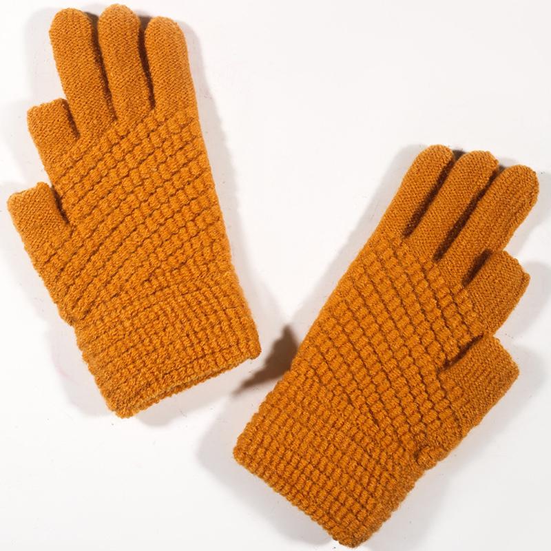 New Autumn Winter Warm Dew Finger Gloves Student Writings 2 Half Fingers Knitted Thickened Office Touch Screen Universal 1 Pairs