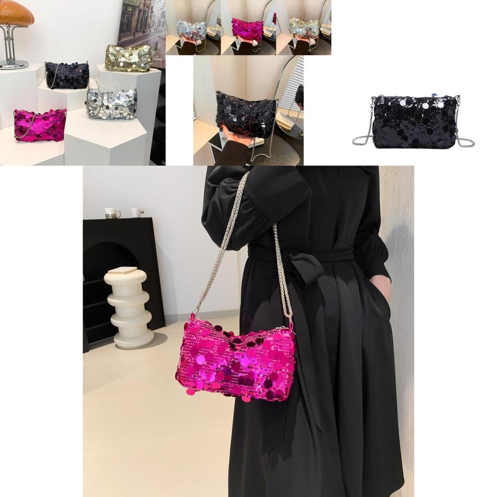 Stilvolle Koreanische Pailletten-Abendtasche Für Damen In Gold Silber Knallpink Und Schwarz 2024