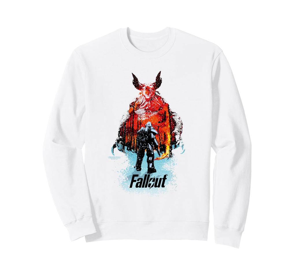 Fallout TV Series Deathclaw Flame Scene with Show Logo Sweatshirt