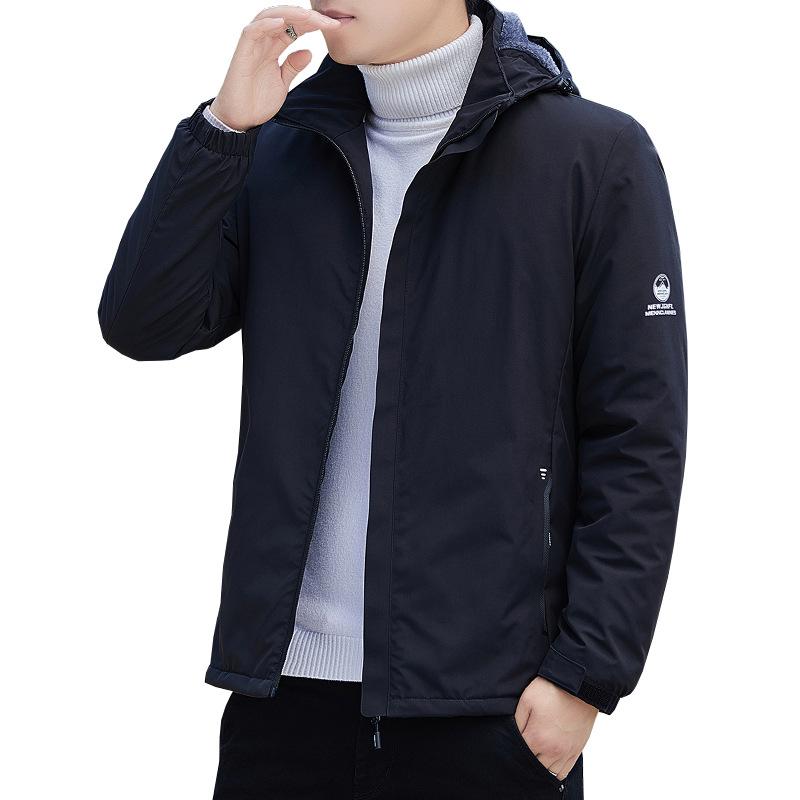 Spring and Autumn New Jacket Men's Hooded and Fleece Thick Coat Male Couple Loose Casual Padded Jacket Warm Padded Jacket