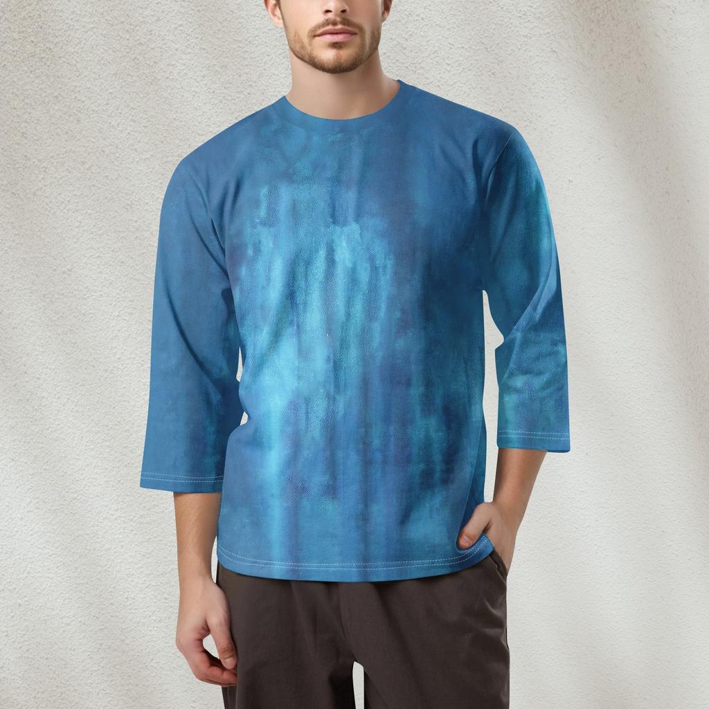 Men's Fashion Printed Round Neck 3/4 Sleeve Tops T-Shirt