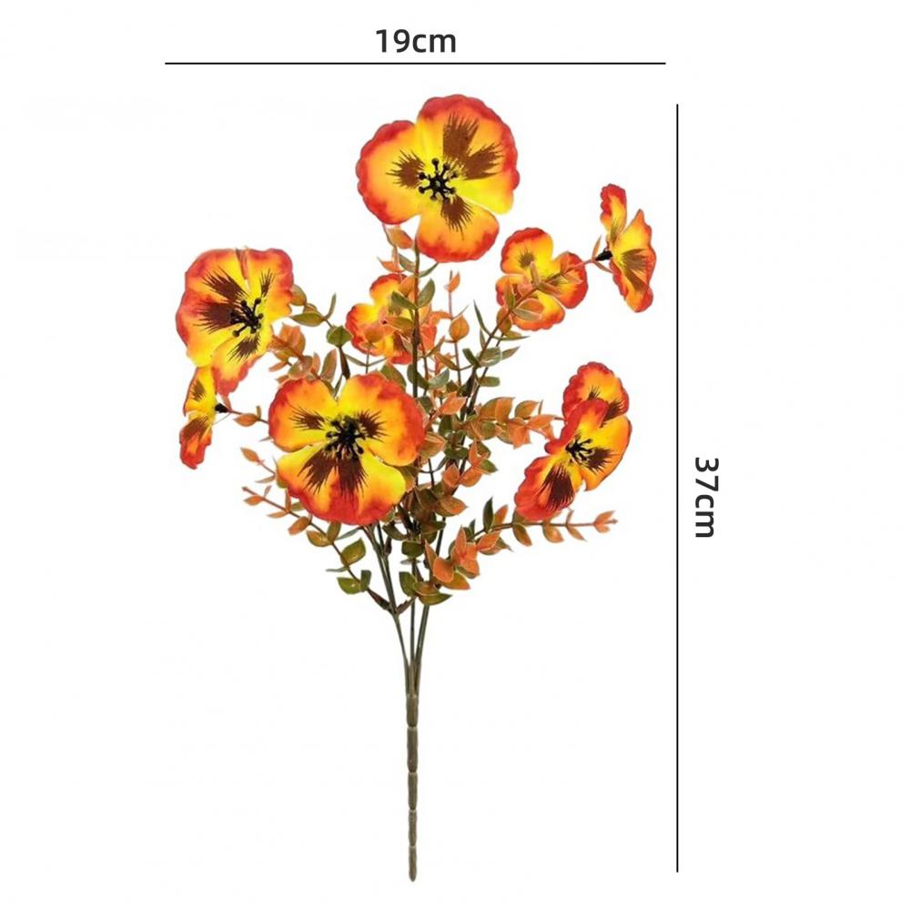 High-quality Artificial Flowers Uv Resistant Artificial Pansy Flowers with Eucalyptus Leaves for Home Garden Decor