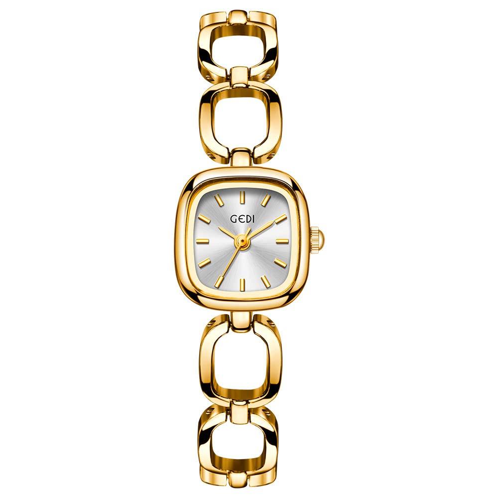 GEDI Luxury Woman Watches Skeleton Bracelet Type Elegant Square Small Dial Quartz Watch Ladies Quartz Watch Gifts