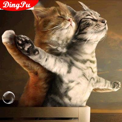 Pictură cu diamant Pisică rotundă completă Titanic Mozaic cu diamante Broderie cu animale cu punct de cruce Decor acasă