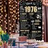 50th Birthday Decorations Back In 1976 Door Banner for Men Women, Black Gold Happy 50 Birthday Door Cover Party Supplies, Fifty Year Old Bday