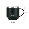 TYESO Stainless Steel Coffee Mug Durable Desktop Office Mug with Handle and Clear Lid Ideal for Hot Beverages and Everyday Use