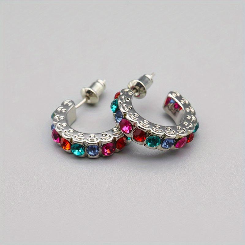 

1 пара модных дофаминовых серег, ослепительный цвет, легкая роскошь, нишевые серьги, модный темперамент, круглые серьги C-образной формы разноцветный