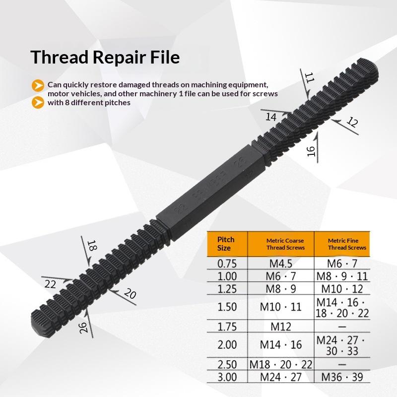 Thread Repair File Metric Thread Restoration Repair File Cleans Damaged Threads 0.75-3 Mm Pitch Metal Hardware Diy Hand Tools