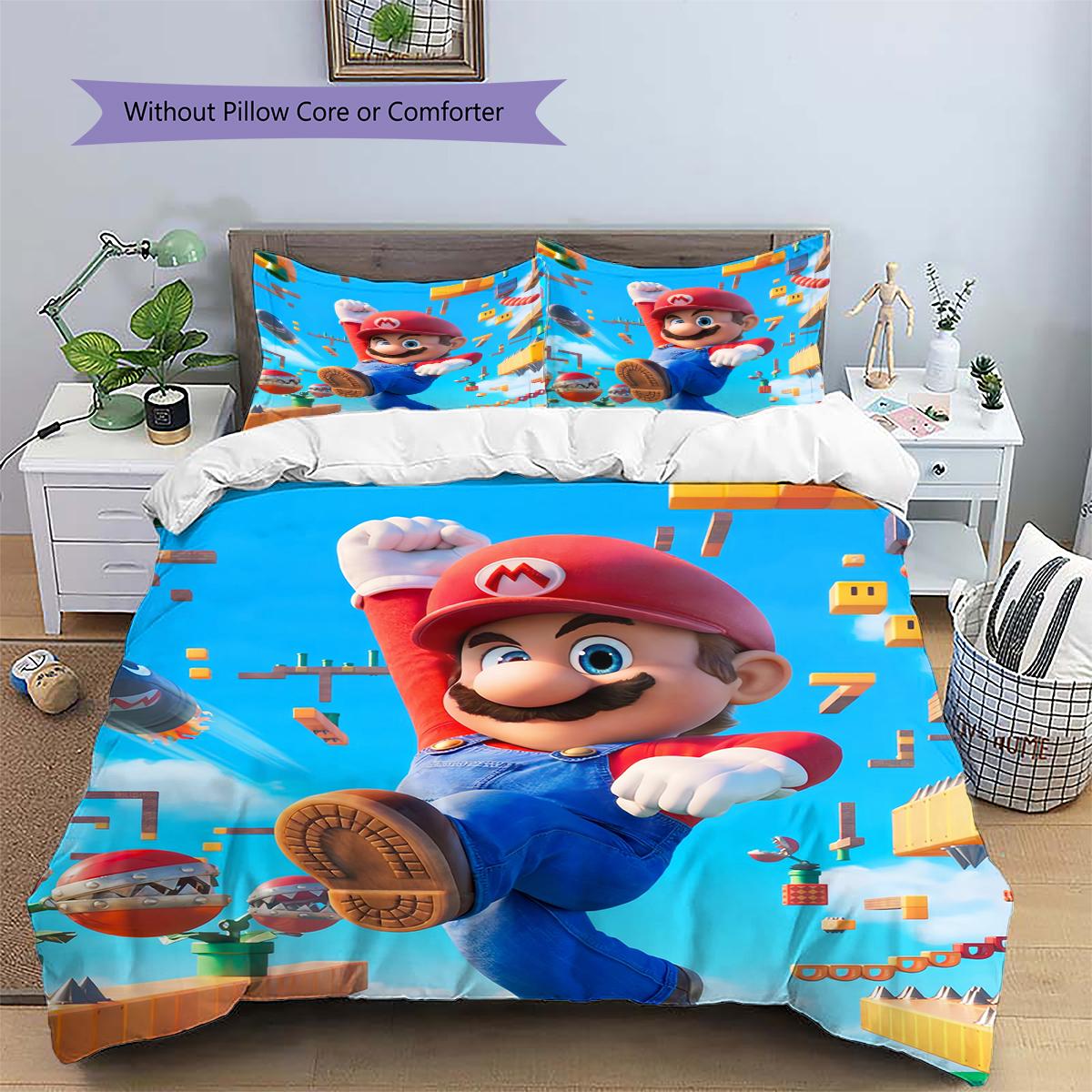Mario Classic Poster Duvet Cover & Pillowcases, Mario Fan Bedroom Bedding, Perfect Gift.chl 135x200cm