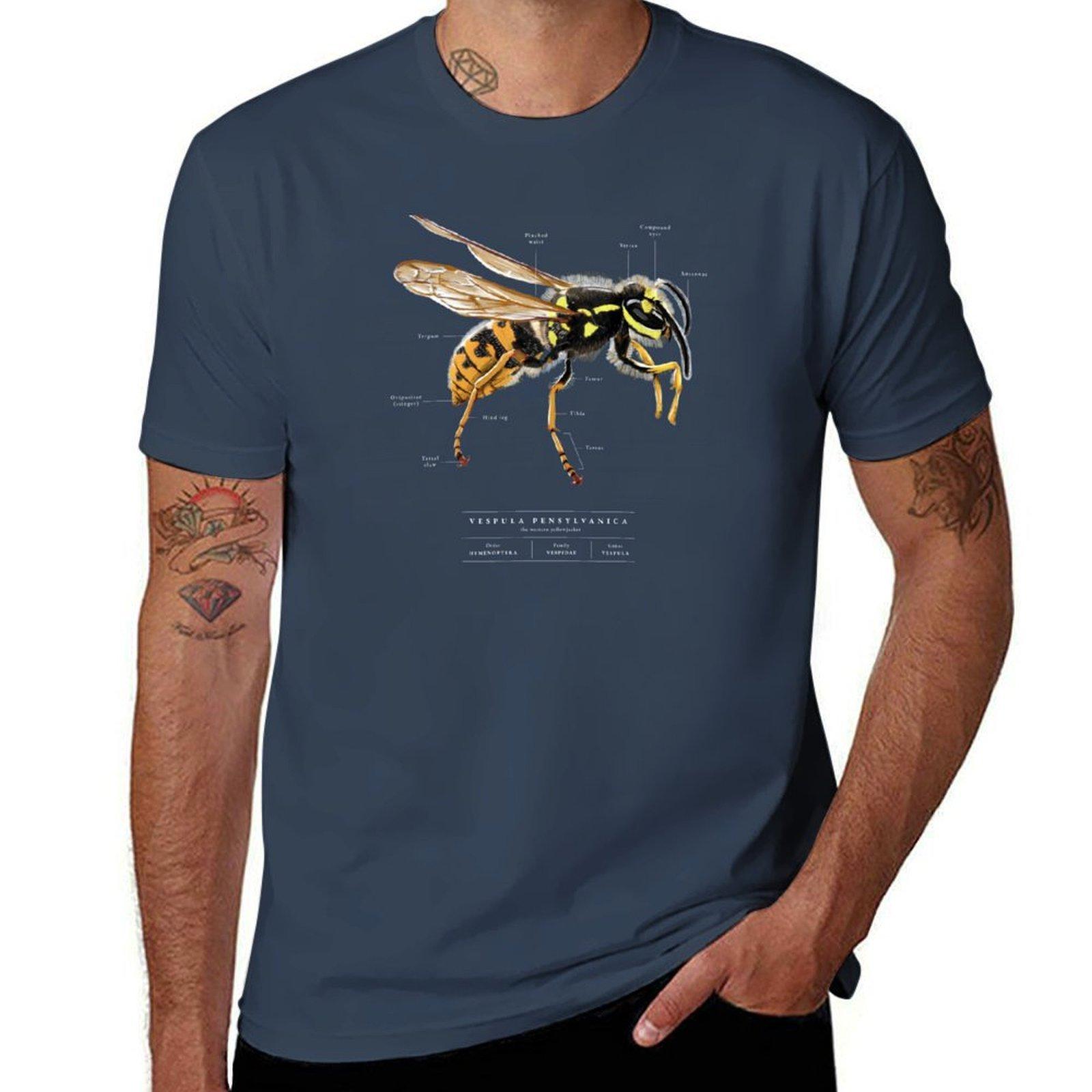 Detailed Wasp Illustration Tshirt Cotton T Shirts High Quality Unisex T Shirt Designer Tshirt S