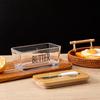 1Set Thickened Glass Butter Dish Set with Rosewood Lid And Bamboo Lid for Kitchen Butter Container Snack Cookie Storage