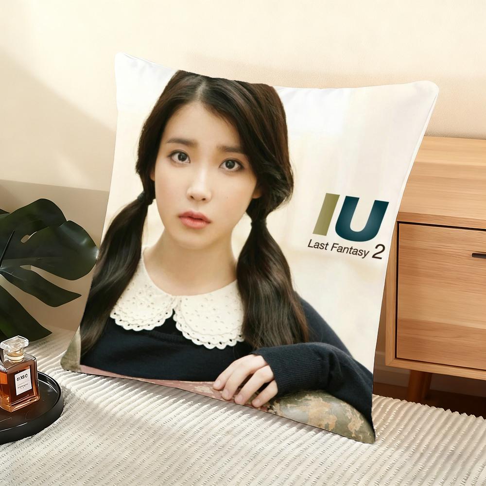 Korea Singer IU Album Cushion Cover Silky Short Plush Home Sofa Cushion Cover - Invisible Zipper Home Decoration