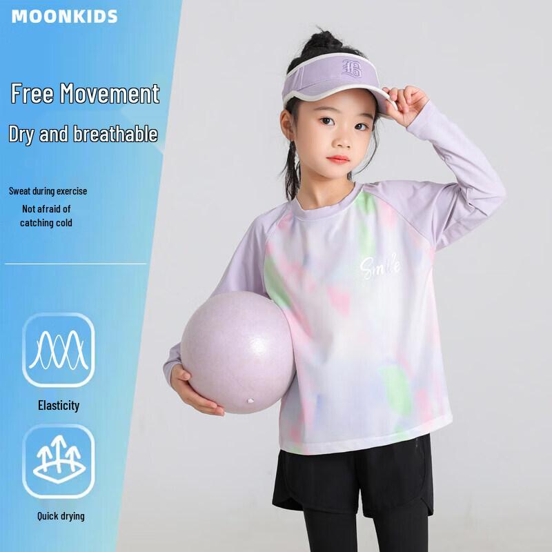T-shirt de sport à manches longues à séchage rapide pour filles Moonkids