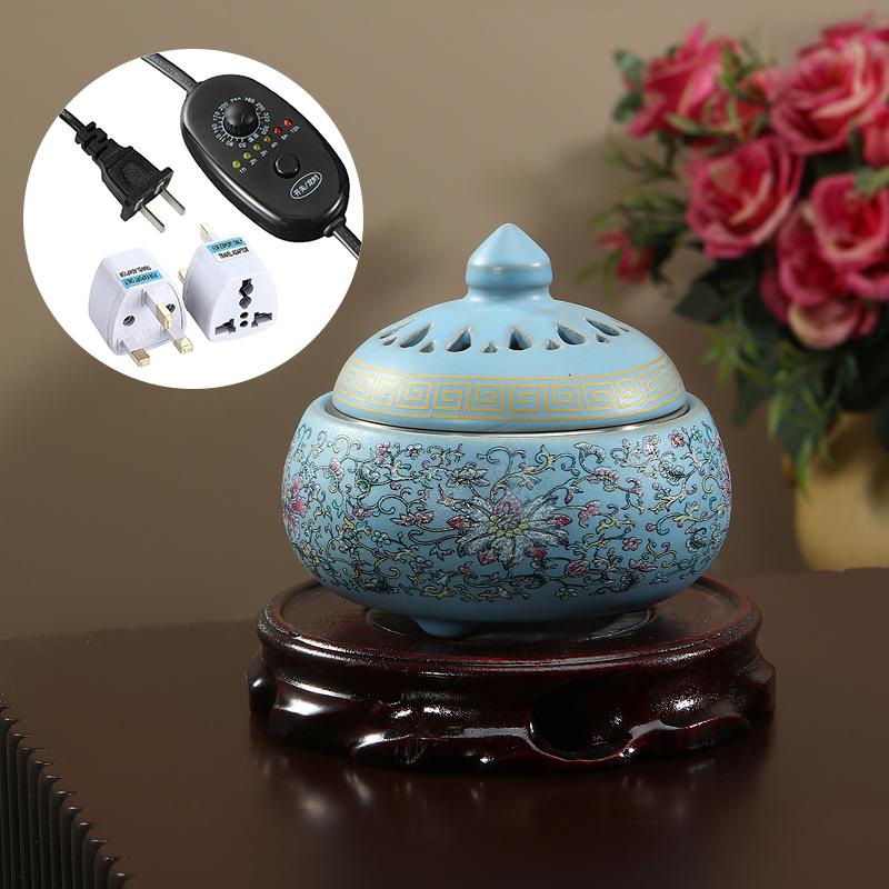 

Electronic Incense Burner Ceramic Essential Oil Burner Timing Adjustable Temperature Wax Melter Warmer with US/EU/UK/DE Plug