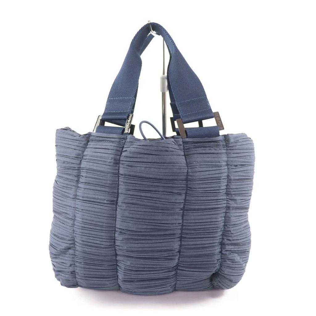 Excellent PLEATS PLEASE Handbag Pleated Navy polyester Women PP54-AG471 Used
