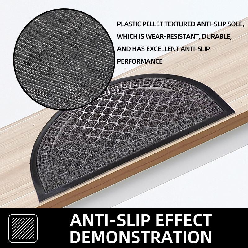European Half-Round Dirt-Resistant Entrance Mat – Non-Slip Mud Scraper Rubber Carpet