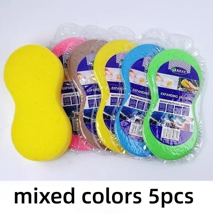 5pcs Car Wash Honeycomb 8-shaped Compressed Large Sponges High-density Car Cleaning Waxing Beauty Sponge Block Cleaning Tools